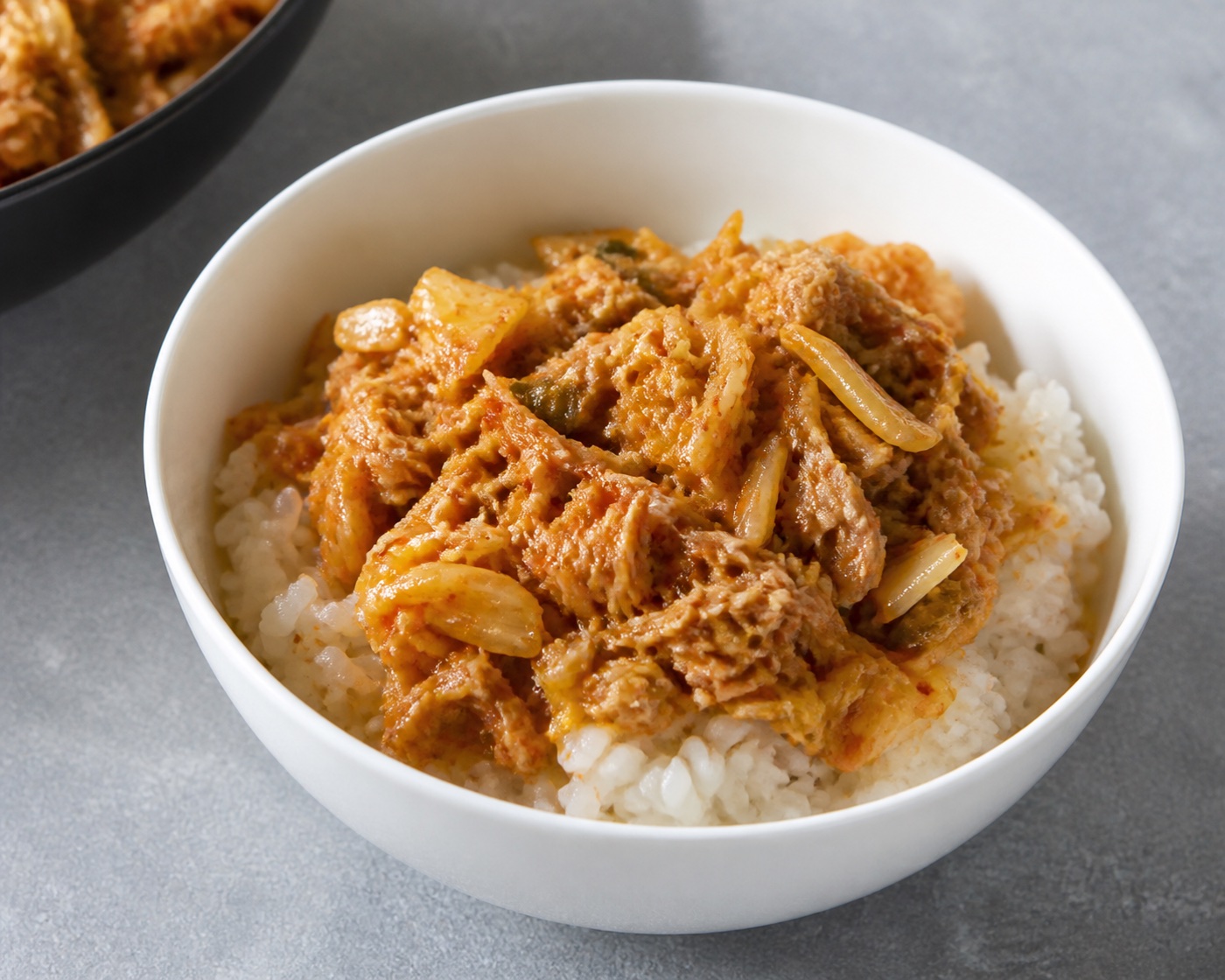 달걀 없이 참치김치덮밥 완성 모습
