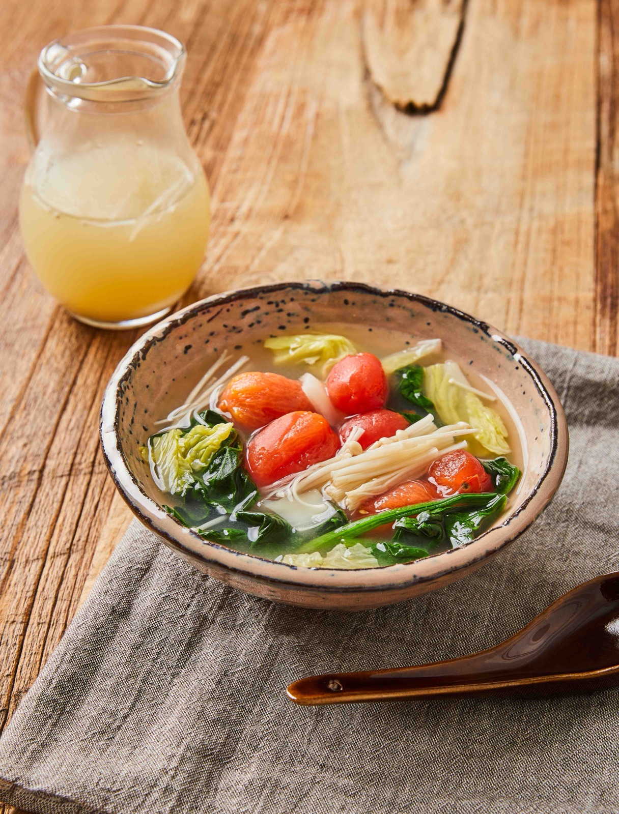 토마토 미소된장국 완성 모습