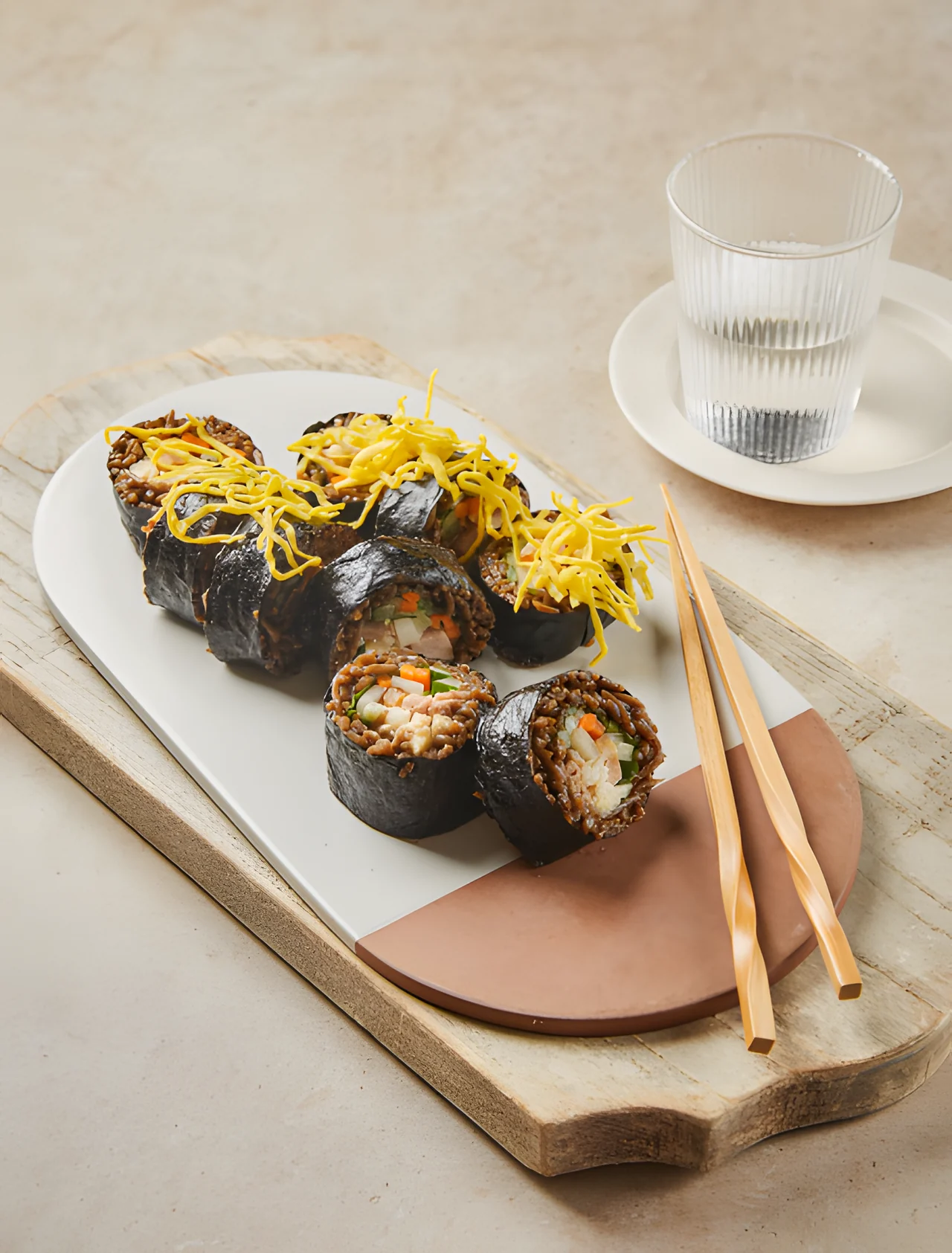두부샐러드 메밀김밥 완성 모습